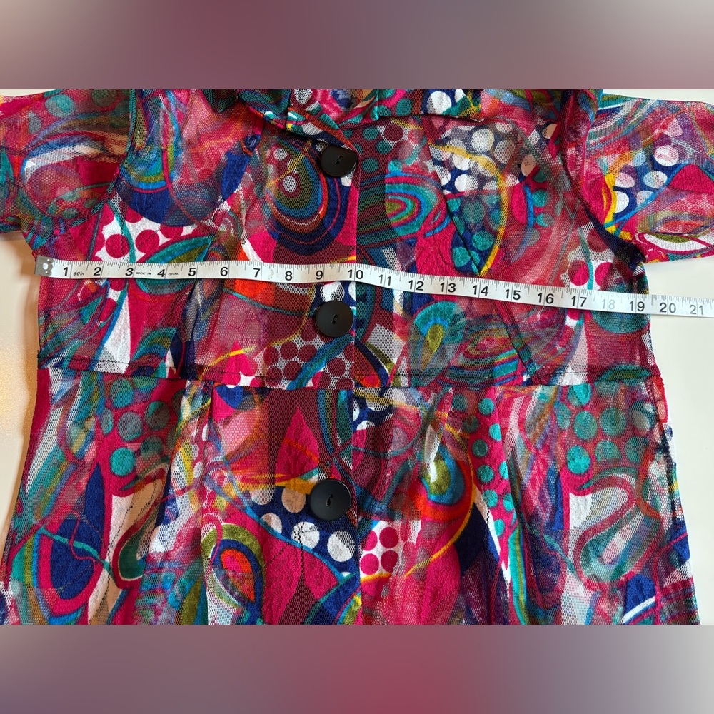 Patchington Multicolor Abstract Mesh Button Down … - image 7